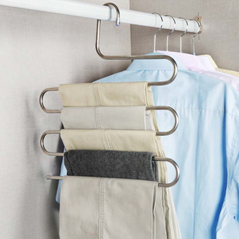 

1PCS 5 layers S Shape MultiFunctional Clothes Hangers Pants Storage Hangers Cloth Rack Multilayer Storage Cloth Hanger New