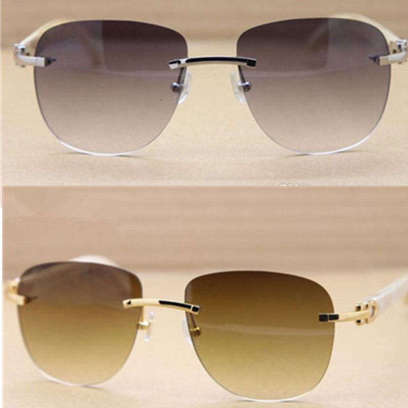 

Fashion Rectangle White Buffalo Horn Glasses Sunglasses Men Sun Glasses Rimless Sunglasses Genuine Horn Frame Sun Glasses 8300680 with Box