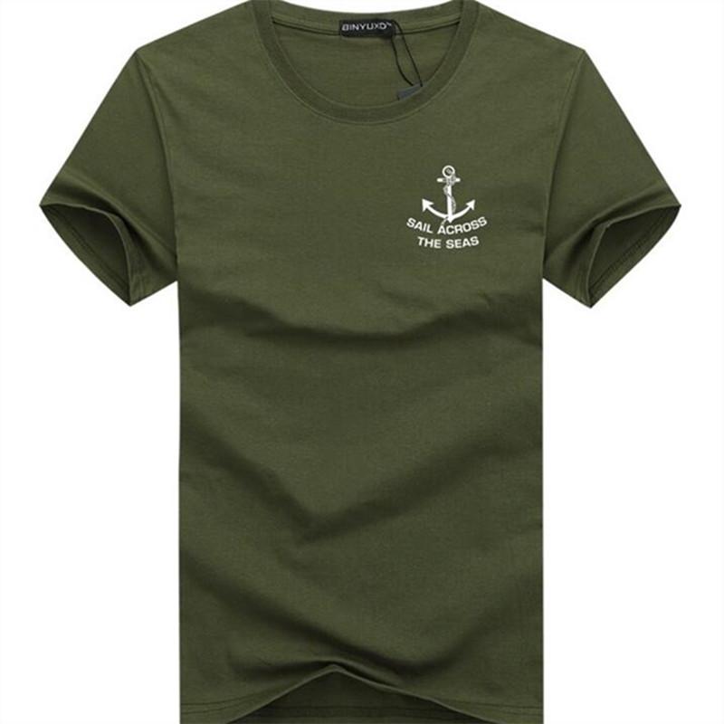 

Tops Tees 2019 Summer Men's Short Sleeve Cotton T-Shirt Fashion Anchor Print T-Shirt Men Casual Street Hip Hop Sports TShirt Men, Gray
