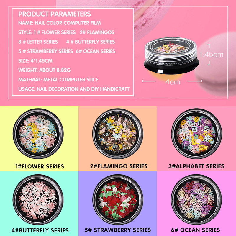 

Makeup, nail accessories, nails, thin sequins, metal computer tablets, 100 pieces mixed, 6 models