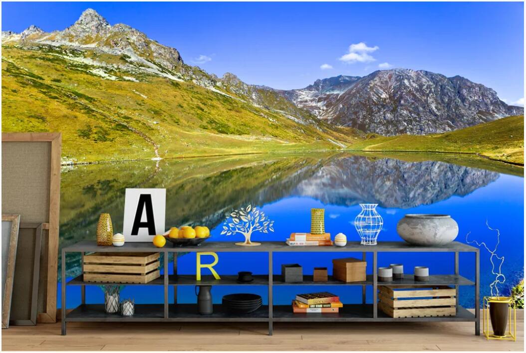 

3d room wallpaper custom photo mural Beautiful mountain peaks green water sofa background wall home decor wall artwallpaper for walls 3 d, Non-woven fabric