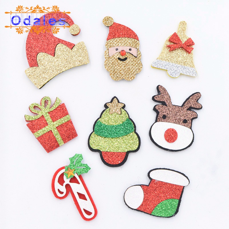 

24Pcs Santa Claus Cane Christmas Tree/Hat/Bell/Elk/Stocking/Gift Box Christmas Headbands Ornament Patches Xmas Party Props Decor
