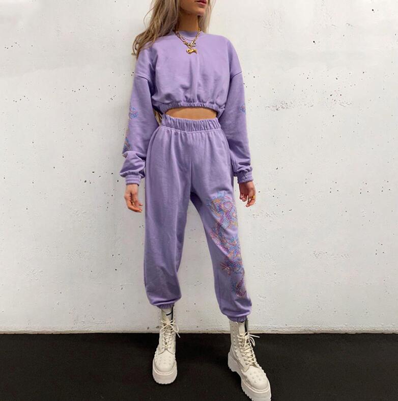 

Spring and summer women' new high-waist dragon printed pants female streetwear casual trousers, Purple