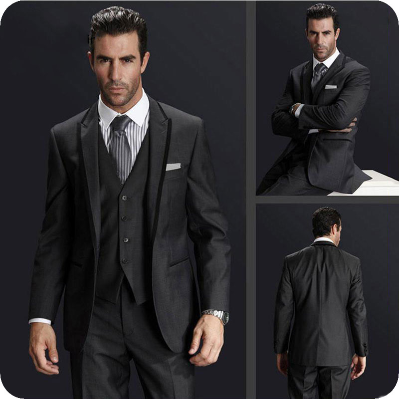 

Black Suits Men Wedding Groom Tuxedo Latest Peak Designs Man Outfit Bridegroom Attire Best Man Blazer Terno Masculino Costume Homme 3Pieces, Light gray