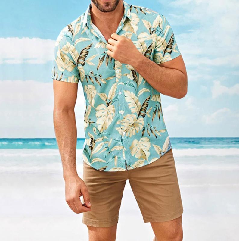 

camisa masculina chemise homme Mens Summer Fashion Stand 2020, Blue