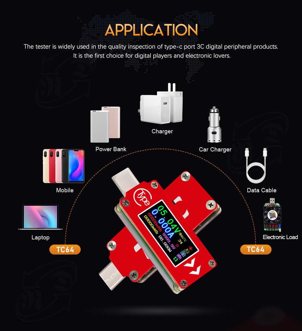

Type-C Color LCD Display USB Voltage Tester Current Meter Voltmeter Battery Measure Power Bank PC Charger Indicator