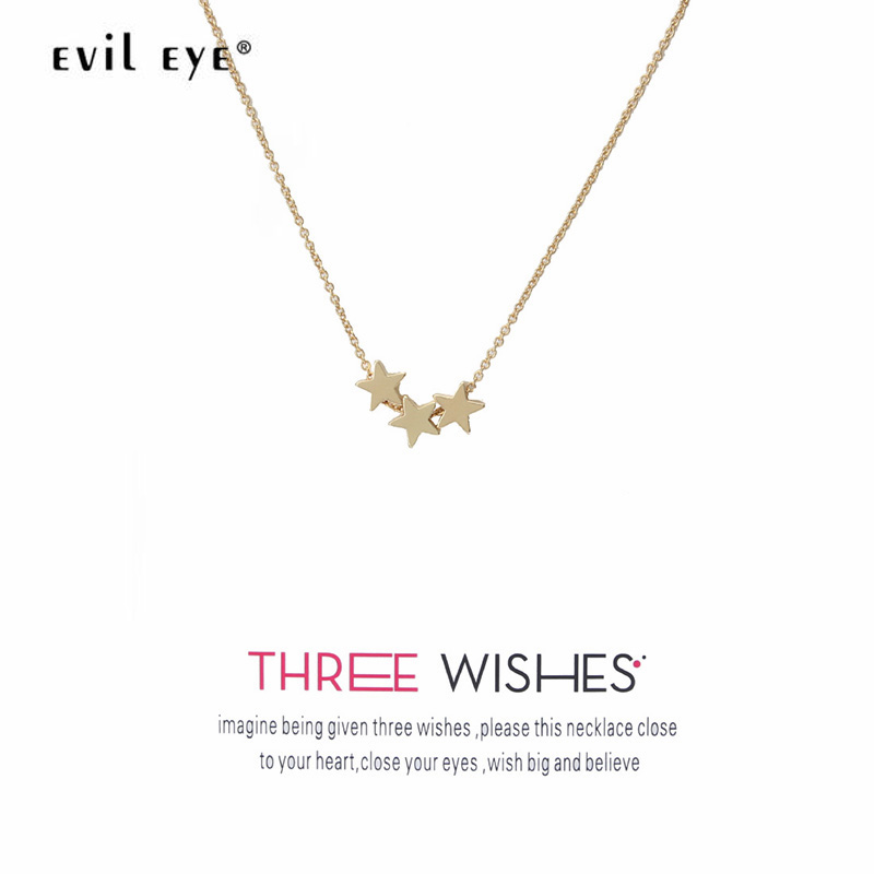 

Chains Evil Eye Three Stars Charms Pendant Statement Necklaces Gold Silver Color For Girl Lover Lucky Gift Jewelry EY3504