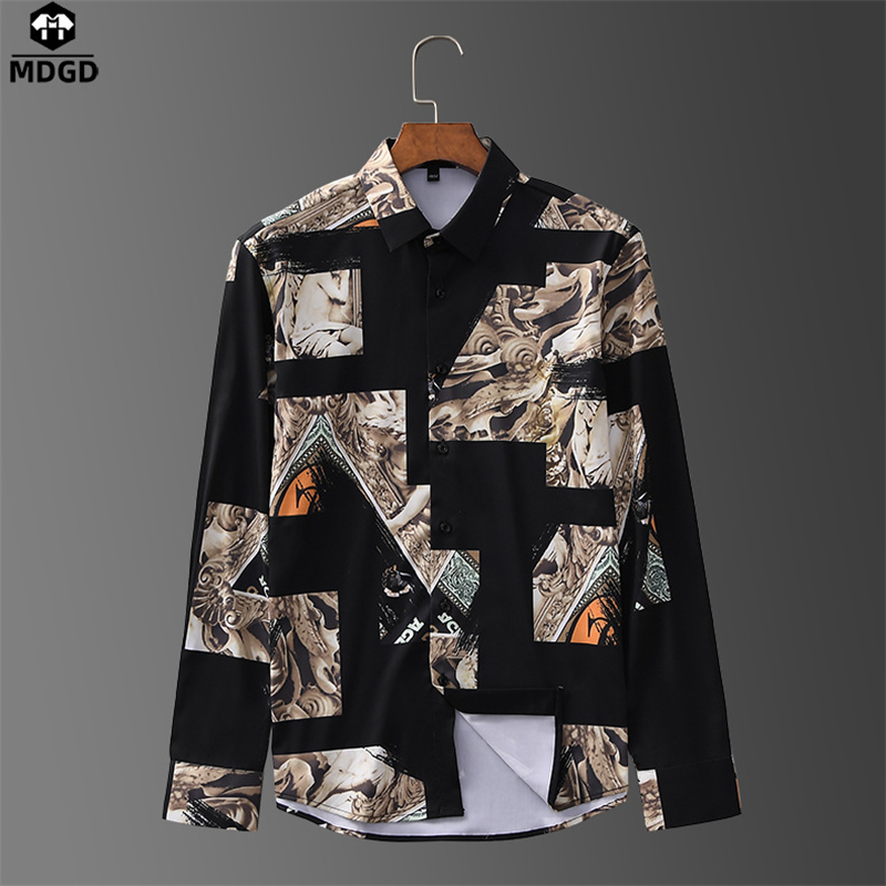 

European style exquisite creative 3d printing short sleeve shirt New 2020 quality soft comfortable fashion luxury men shirtM-3XL, As picture