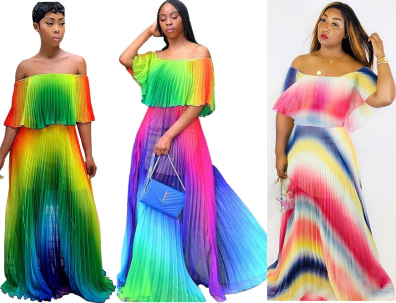 rainbow plus size summer dresses