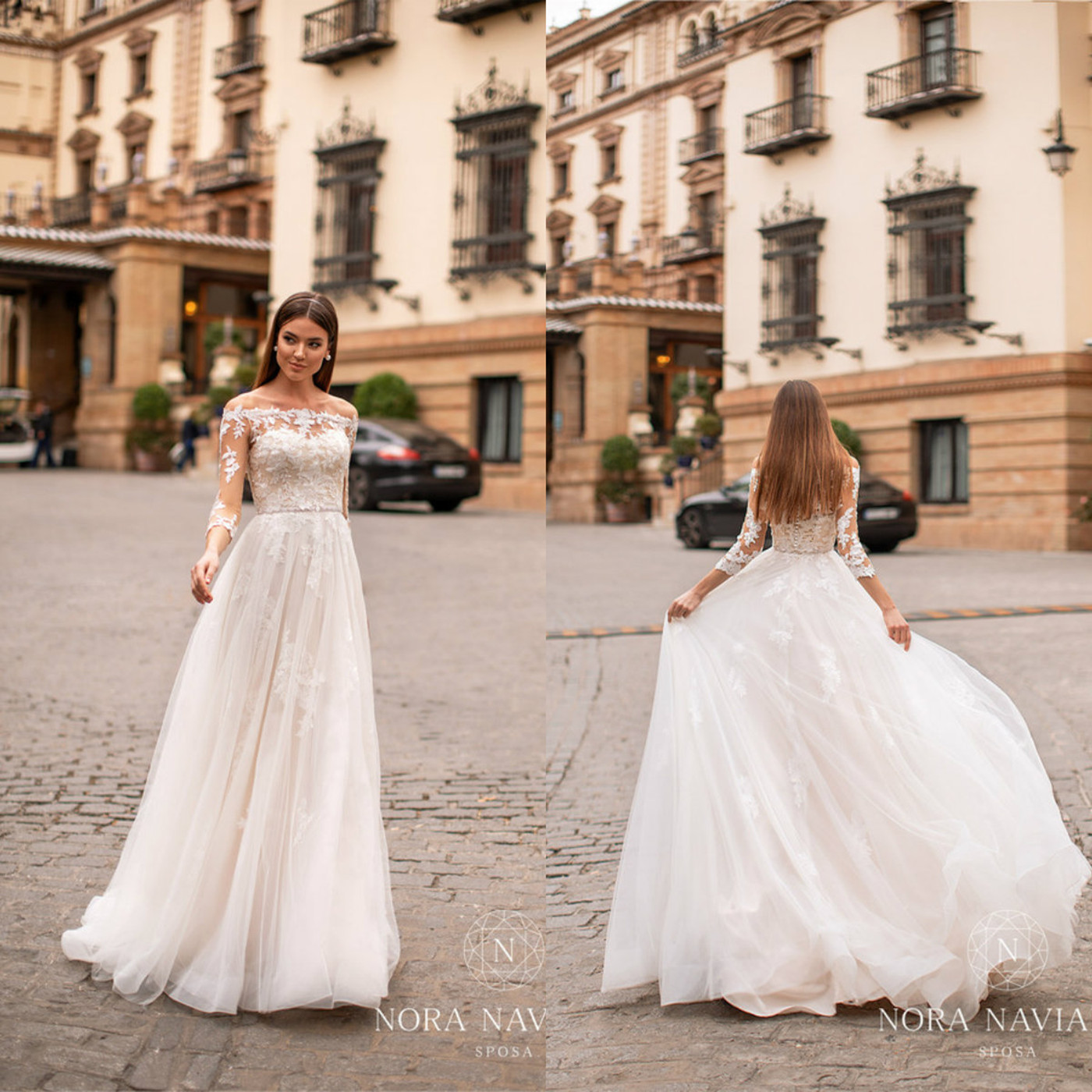 2021 New Wedding Dresses Off Shoulder Long Sleeves Button Back Bridal Gowns Custom Made Lace Appliques Sweep Train A-Line Wedding Dress