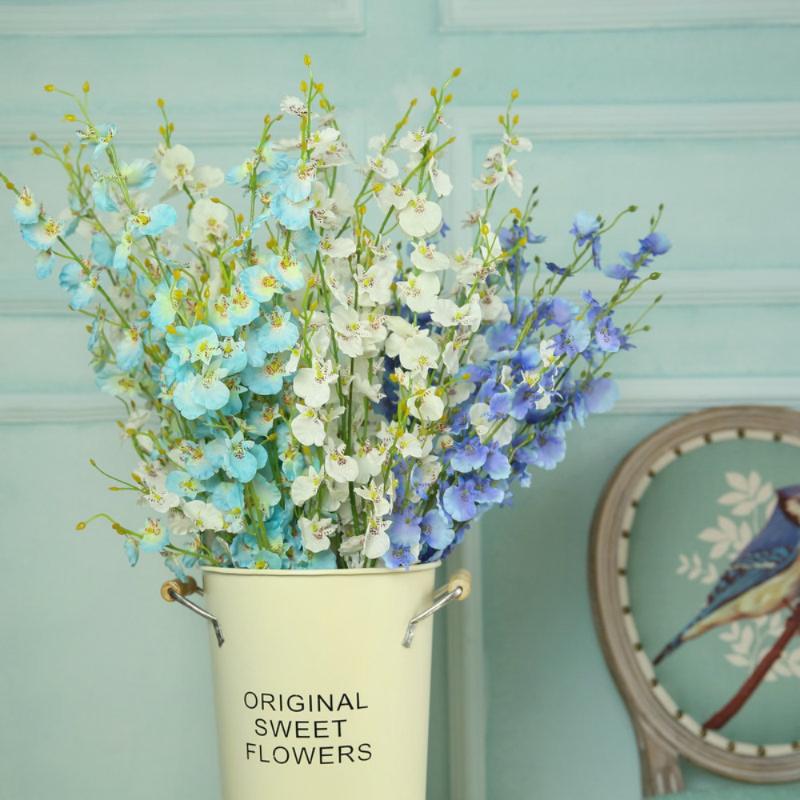

Artificial Butterfly Orchid Flowers Branch Silk Flower Butterfly Orchid for Home Wedding Dining Table Decor Fake Flower, Blue