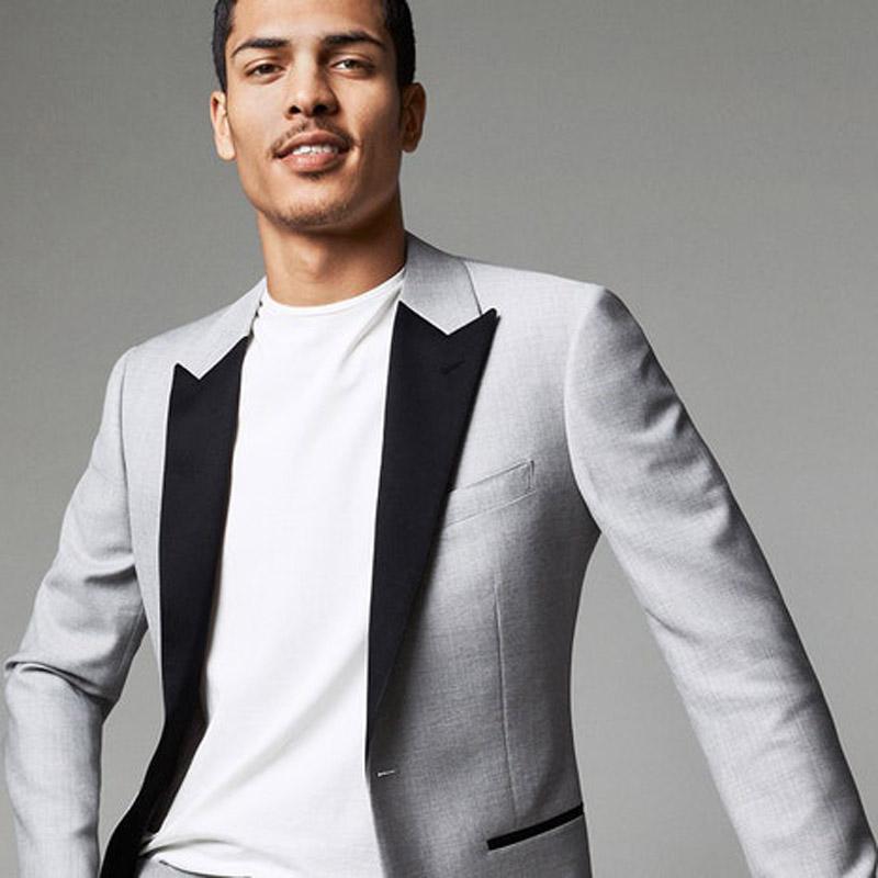 

Light Grey Wedding Tuxedos Slim Fit Suits For Men Groomsmen Suit Two Pieces Cheap Prom Formal Suits (Jacket+Pants+Tie) 065, Same as image