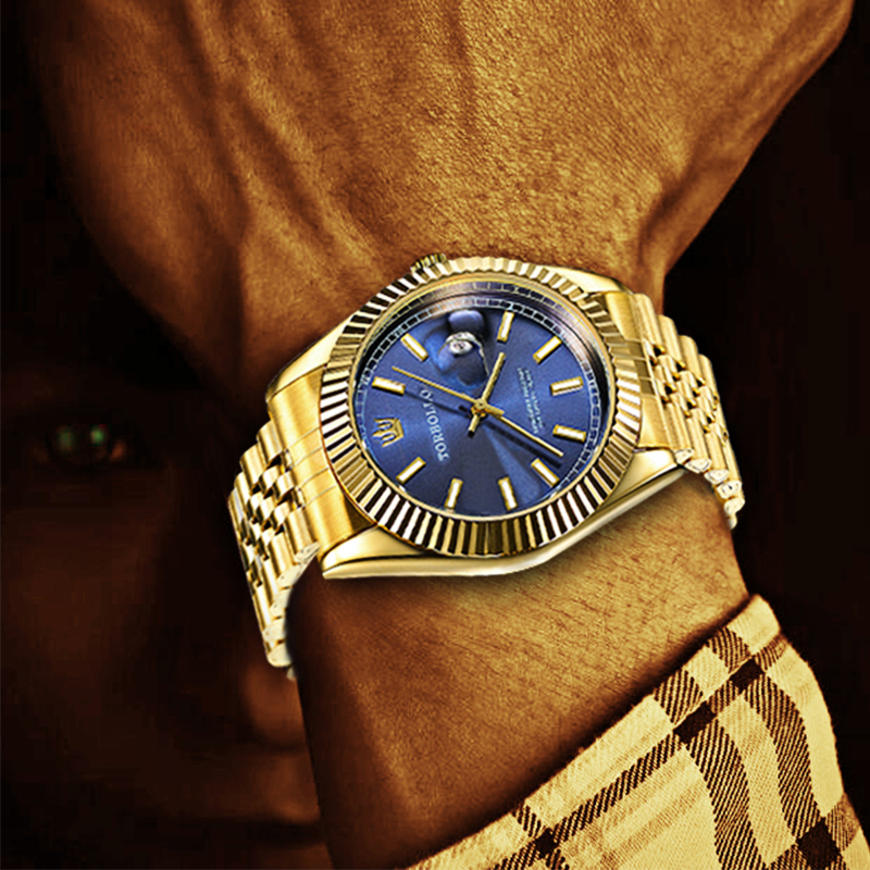 

Torbollo Men Watch Top Brand Luxury Gold Bracelet Metal Clock Mens 2018 Waterproof Male Watches Relogio Masculino Dropshipping Y19062004, Gold green