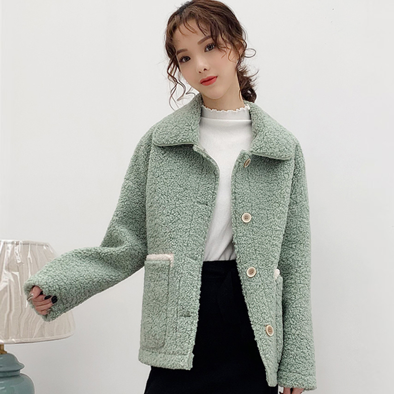 

EACHIN Women' Winter Jacket with Fur Female Fashion Oversized Pocket Lapel Collar Long Sleeve Loose Streetwear Outerwear Coat, Beige