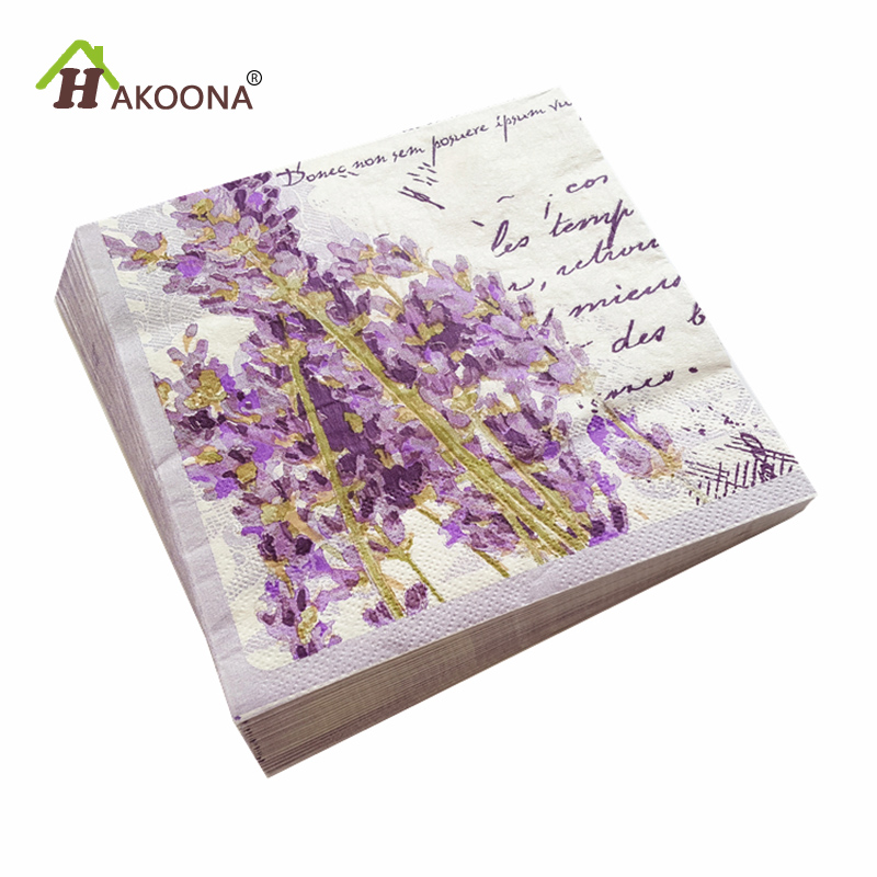 

Table Napkin HAKOONA Purple Lavender Bouquets Floral Decoupage Disposable Paper Napkins Wedding Birthday Party Decoration 3 Bags 60 PCS