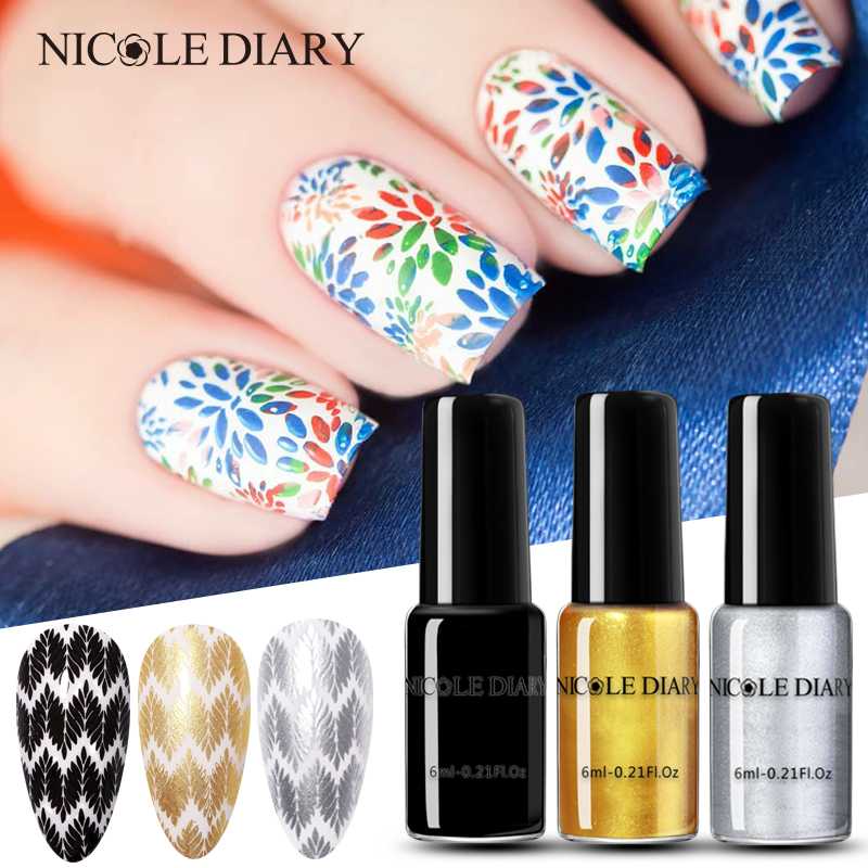 

NICOLE DIARY Nail Art Stamping Polish Colorful Lacquer Nail Art Plate Printing Polish Varnish Lacquer Decoratio, Nicole diary-118