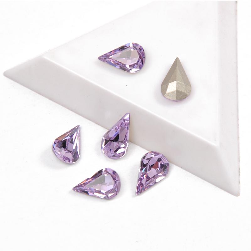 

YANRUO 4300 Top Fancy Rhinestone Nail On Rhinestones Violet Color Pear Shaped Bling Stones Crystals Nail Appliques For Nails Art