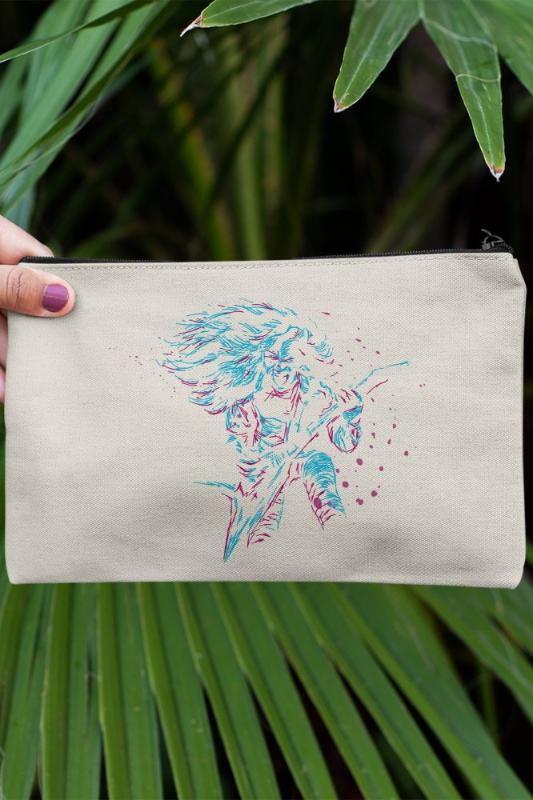 

Angemiel Clutch Rock N Roll Guitarist Portfolio Hand Makeup Bag