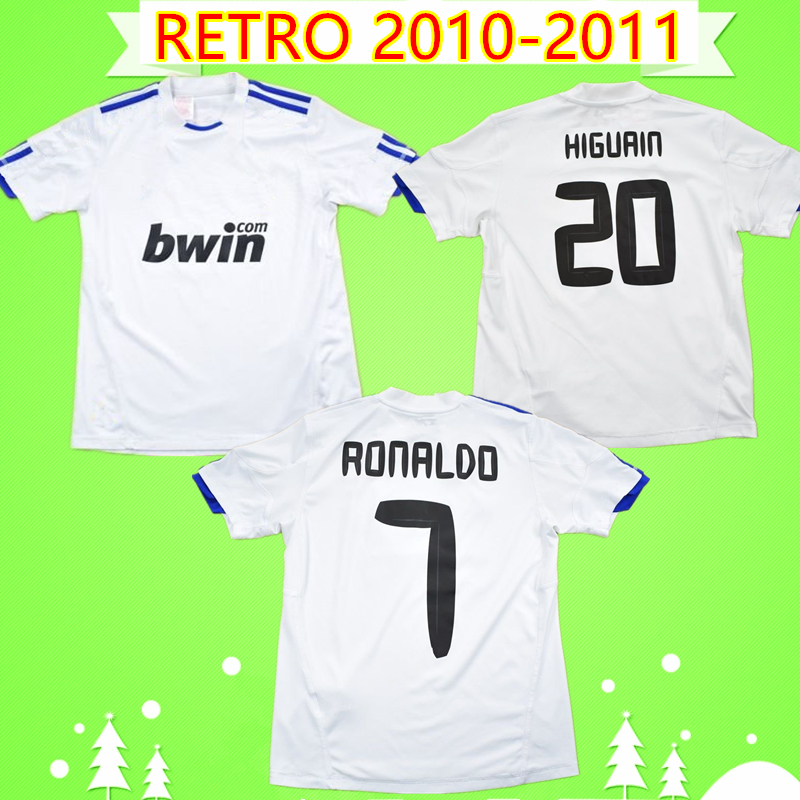 

2010 2011 Real Madrid retro soccer jerseys 10/11 vintage football shirts Ronaldo Higuain Benzema Kaka Pepe Sergio Ramos classic Camiseta, Retro 2010 2011