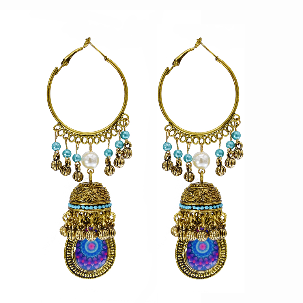 Indian Fashion Jewelry plaqué or femme nouveau Pendantes Boucles D/'Oreilles Jhumka