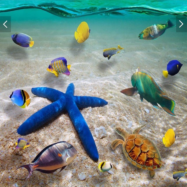 

3d pvc flooring custom photo Waterproof Self-adhesive floor Sea world starfish sea water stickers bedroom home decor wallpaper for walls 3 d, Customize