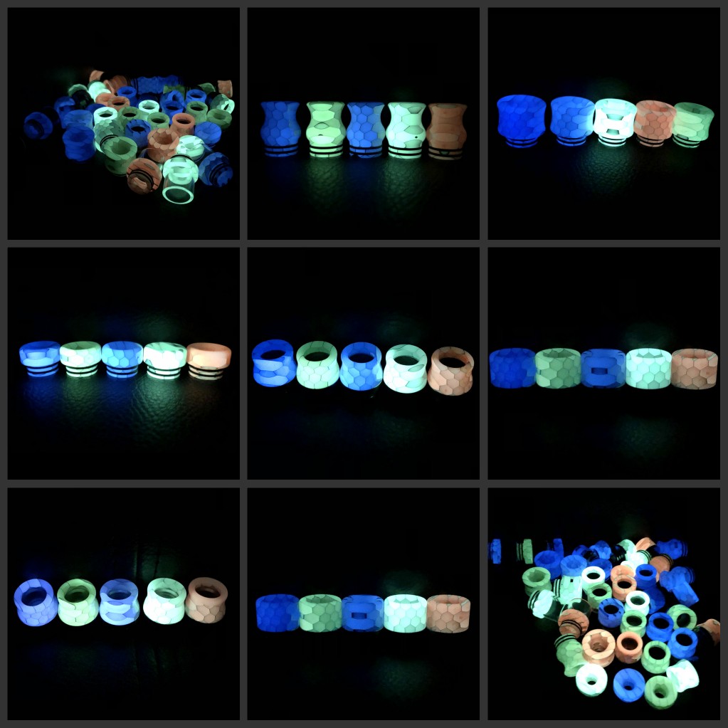 

8 Styles Luminous Snake Skin Grid Wave Cobra Glass 810 Thread Epoxy Resin Drip Tips Wide Bore Mouthpiece for TFV8 Prince Vape