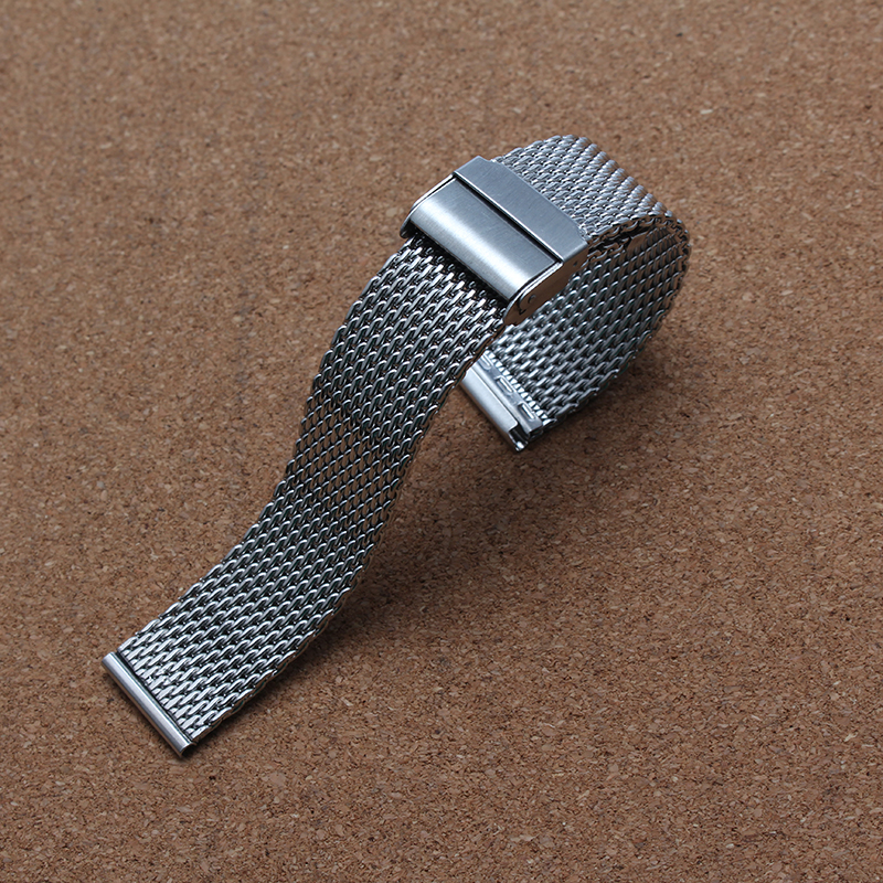 

High Quality 18mm 20mm 22mm Wristband Fashion Silver Unisex Wrist Watch Stainless Steel shark Mesh Band Strap Milanese Watchband