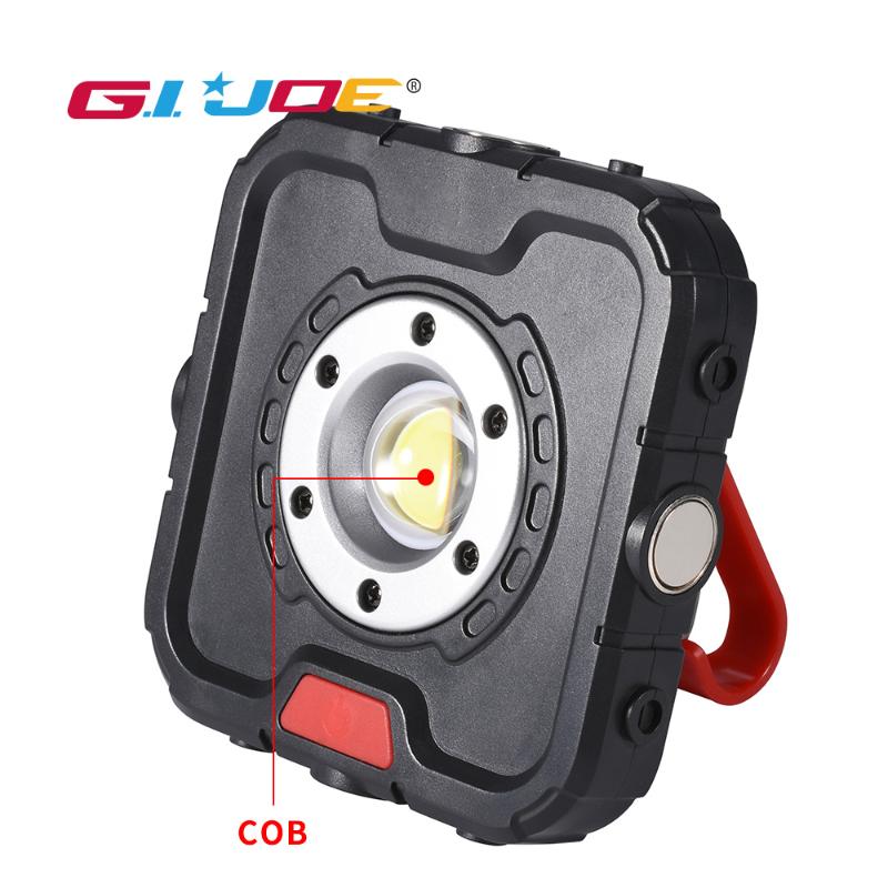 

GIJOE cob work light led portable spotlight super bright plastic use 3* battery 2000LM waterproof magnetic stand hook