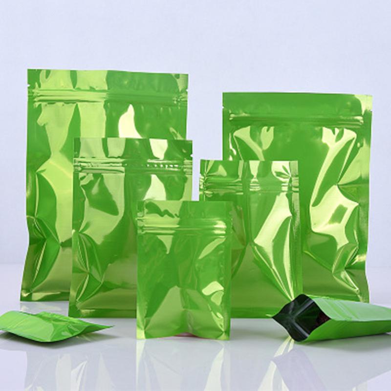 

100Pcs Smooth Green Resealable Mylar Foil Packaging Bag Storage Aluminum Foil Packing Bag Retail Pack