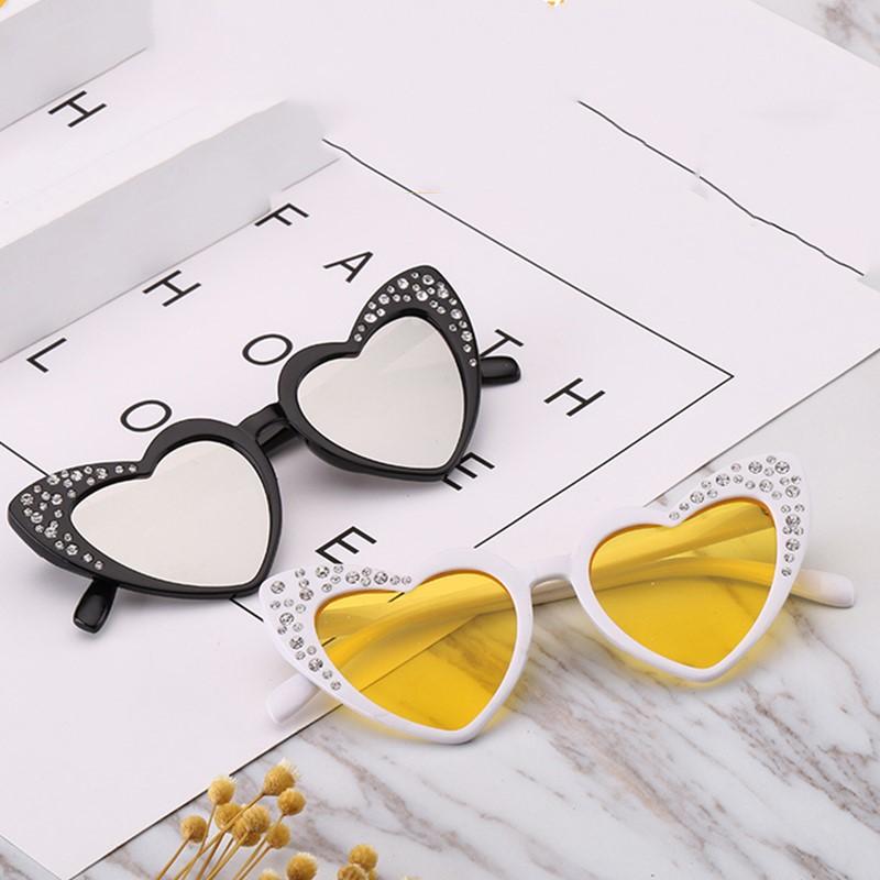 2020 Vintage Heart Shape Kids Quality Sunglasses Retro Designer Bling Cute Girl Children Fashion Uv400 Sun Glasses Shades nDWqJ