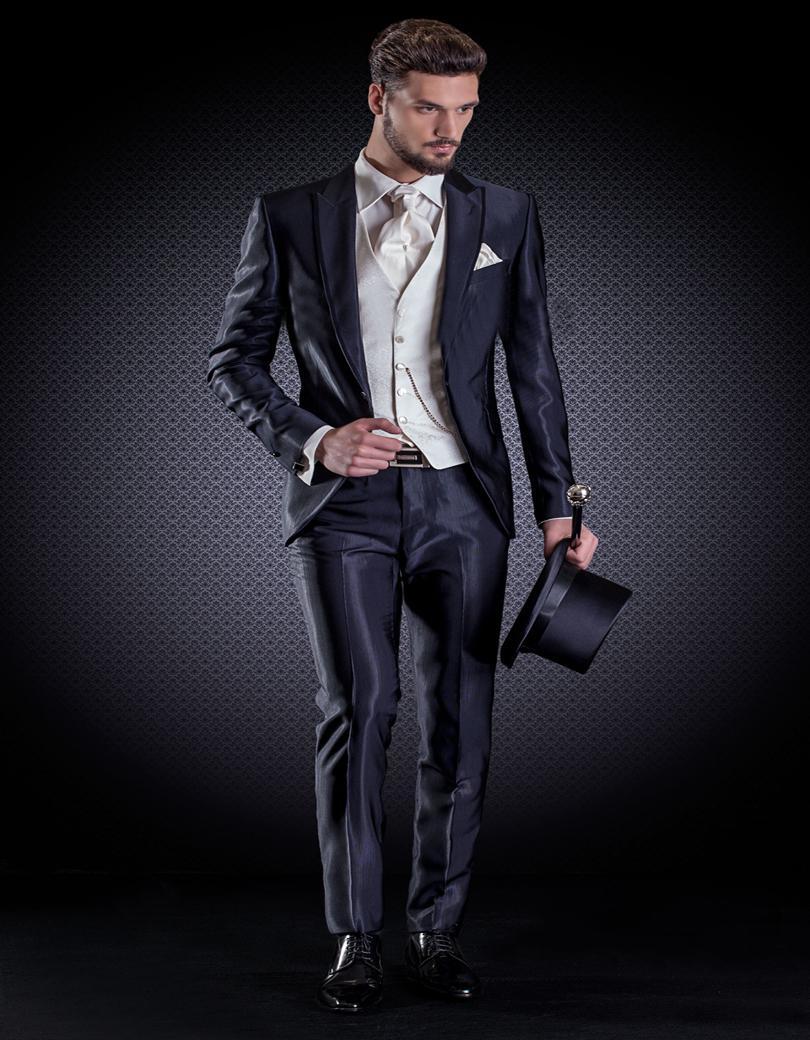 

Classic Peak Lapel Wedding Tuxedos Slim Fit Suits For Men Groomsmen Suit Three Pieces Cheap Prom Formal Suits (Jacket+Pants+Vest+Tie) 557, Same as image