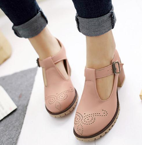 

2019 Women's shoes in Spring and Autumn with New style High heel Coarse heel round head @W85, White