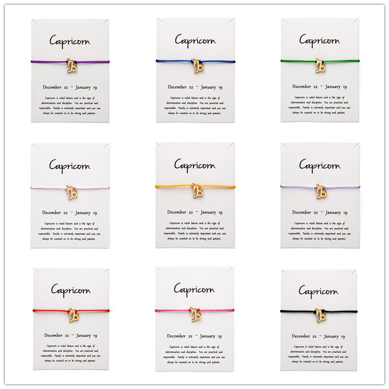 

White Card Fashion Jewelry 12 Constellation Zodiac Capricorn Lucky Rope Bracelet Bangles For Women Accessories