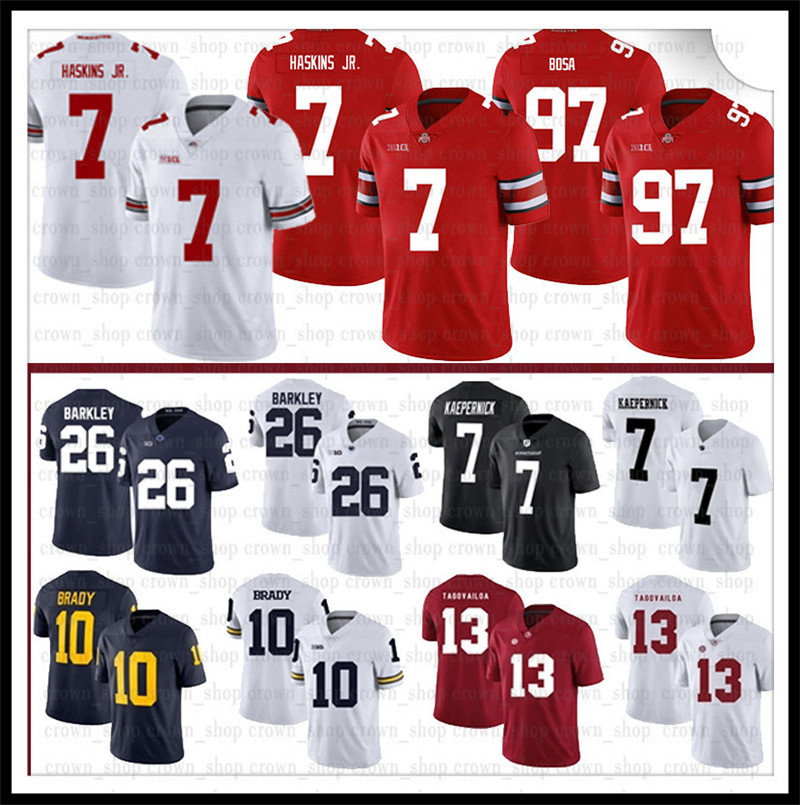 

13 Tua Tagovailoa NCAA 7 Dwayne Haskins Jr Alabama Crimson Tide Jersey Nick Bosa Michigan Tom Brady Ohio State Buckeyes Football Jerseys49, Ncaa-(shu ye)