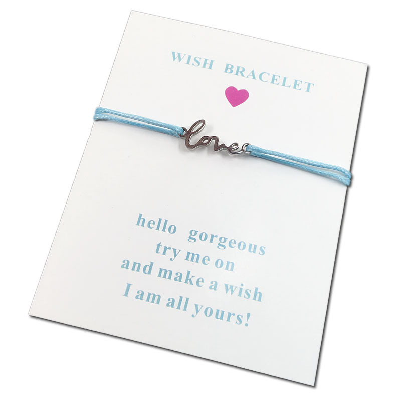 

Love Letter Pendeloque Cut Stainless Steel Rope Bracelet Popular Can Adjust Charm Rope Bracelet