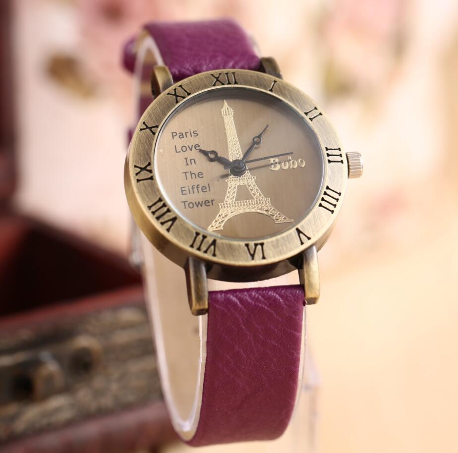 

Vintage Eiffel Tower watch Lady Women's Quartz Hours Watches Fashion Bracelet Leather Roman Numeral Women Wristwatches Luxury Birthday gift, Leave a message about color
