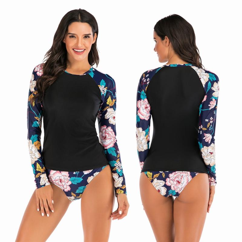 

Long Sleeve Swimwear for Women 2 Piece Bikinis Mujer Long Sleeve UV Sun Protection UPF 50+ Rash Guard Top 2 Piece Swimsuit Set