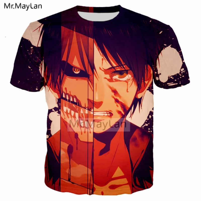 Harajuku Anime Attack on Titan Eren 3D Print T shirt Men/women Summer Punk T-shirt Boys Hipster Cool Tshirts Man Casual Clothes