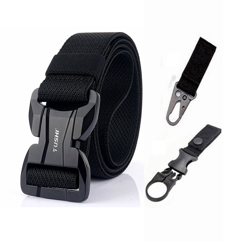 

Army Belt Nylon Tactical Belt Magnetic Buckle Outdoor Camping Hiking Hunting Waist Support Training Sports Belts Men, Black