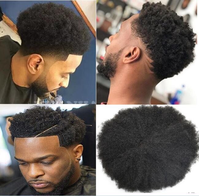 

Men Hair System Afro Hair Toupee Men Hairpieces Full Swiss Lace Toupee Jet Black #1 Malaysian Virgin Remy Human Hair Replacement for Men