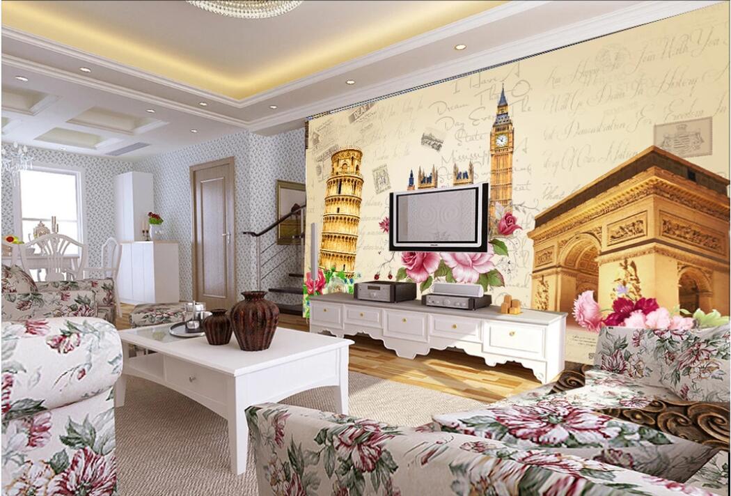 

3d room wallpaper custom photo mural Living room classical European architecture TV background wall picture wallpaper for walls 3 d, Non-woven fabric
