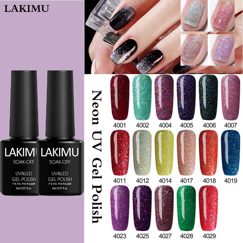 

LAKIMU Platinum Neon Gel for Nail Polish Set Rainbow Uv 8ML Nail Art Gel Soak Set of Series for Manicure Varnish Top Coat, Fs001