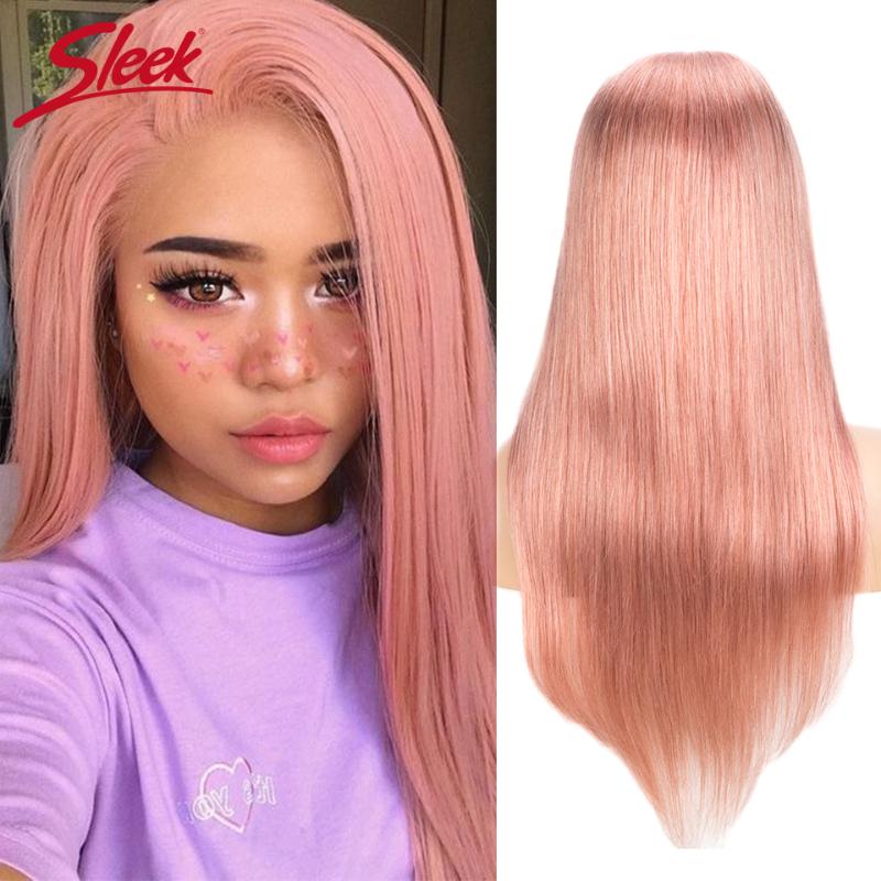 

Sleek Brazilian Straight 4x4 Lace Human Hair Wigs 10-22 Inch S Pink 8 Remy Long Wigs 150% Density Pre Plucked With Baby Hair