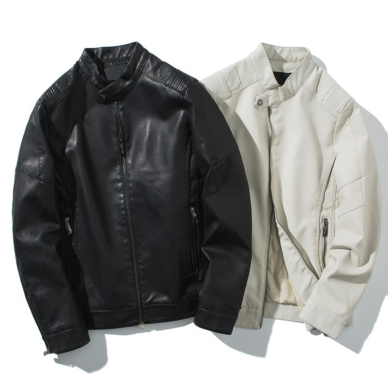 

Men's Jackets Mens Jacket Motorcycle Leather Coats Male Slim Fit Motocycle Biker With 2 Colors Asian Size L-2XL, Black