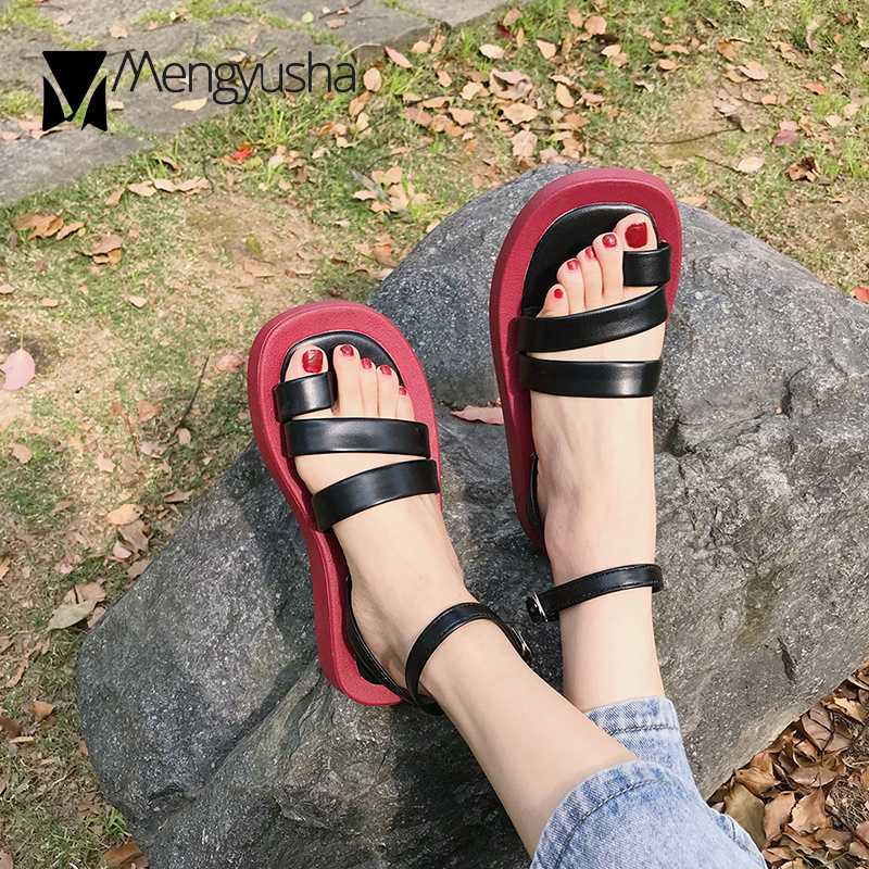 

Cixed Color clip toe narrow band pu gladiator sandals women elevated heels shoes woman slingback student sandalias femme 2020, Black