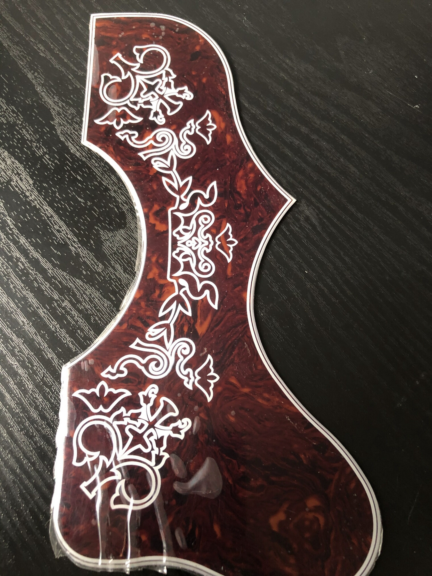 

2.0mm PVS Guitar Pickguards thick, printed in white propolis protective plate, pastedon 43 inch acoustic guitar, free of freight.