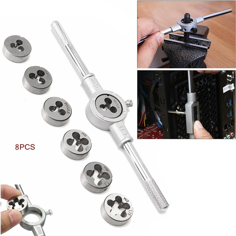 

8-40pcs Portable Thread Metric Plugs Die Wrench M3-M12 Manual Screw Thread Metric Plugs Taps Wrench Die Tap Set Tools