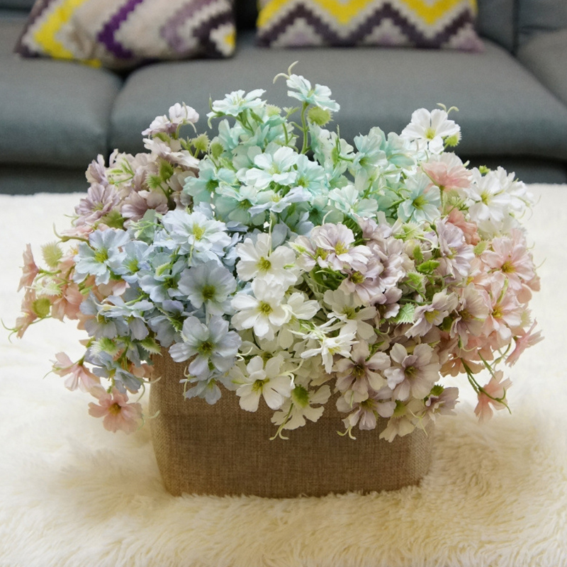 

6 branch/bouquet Silk Bride Flower bouquet Christmas home wedding new year decoration diy fake plants artificial wild flower, Light blue