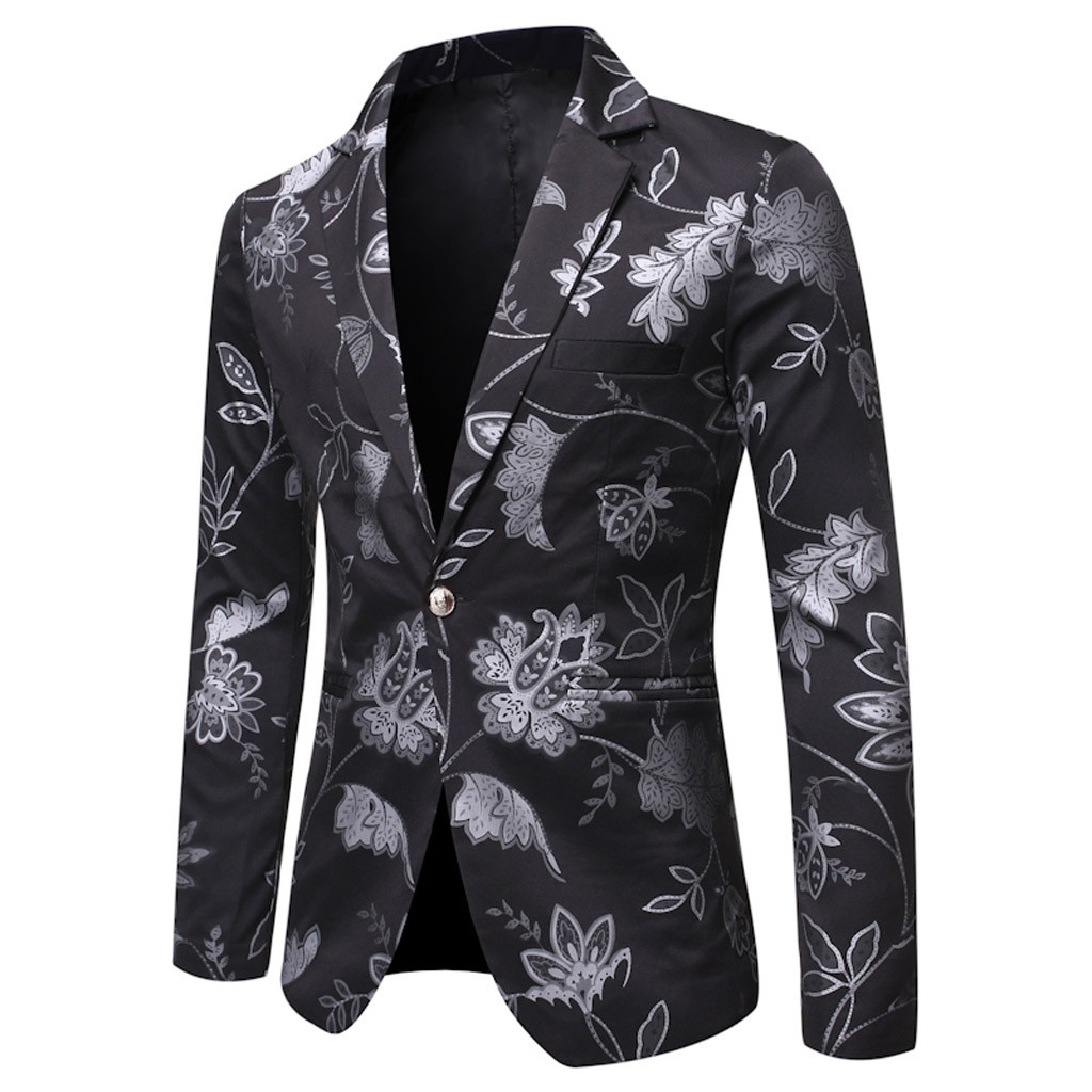 

Men's Casual Vintage Turn-down Collar Long Sleeve Print Floral Suit Coat Jacket mens blazer Cotton Jacket Slim Coat Men, Ny