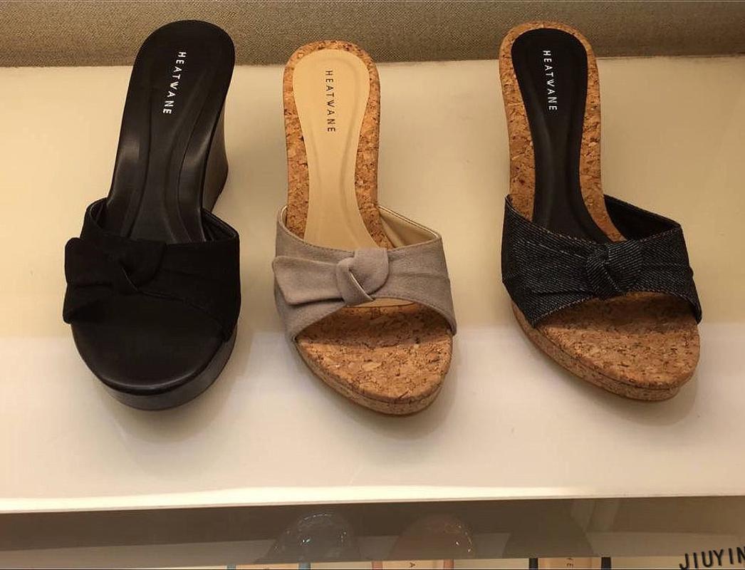 

2020 Fashion Slippers Women Summer Shoes High Heel9.5cm Flock Platform Sandals Ladies Wedges Sandals Flip Flops Female Shoes, Black